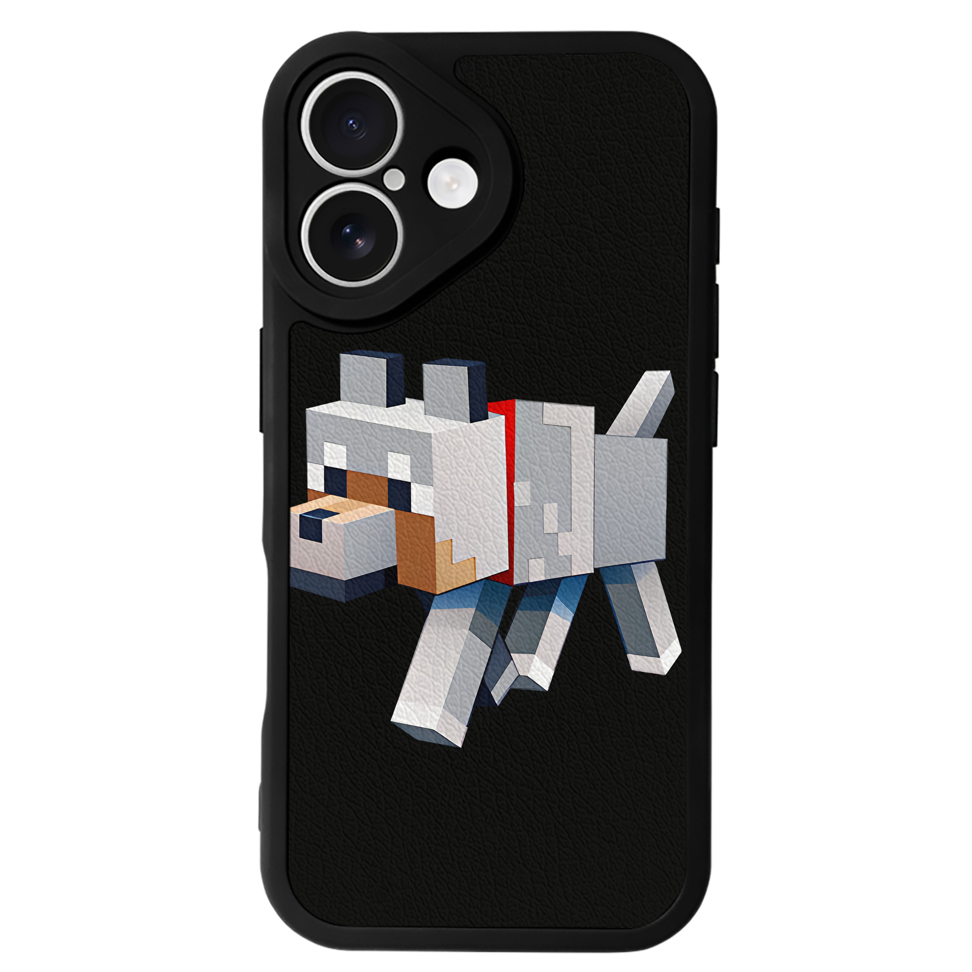 （画像用） マインクラフト ブロックの世界 Minecraft MC Block world 【iPhone 16シリーズ対応】シリコンスマホケース（レザー調） 材質：シリコン